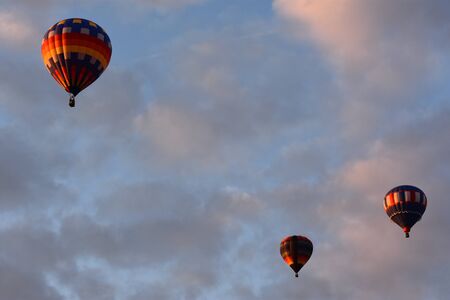 Balloon launch at dawn at the 2016 Adirondack Hot Air Balloon Festivalのeditorial素材