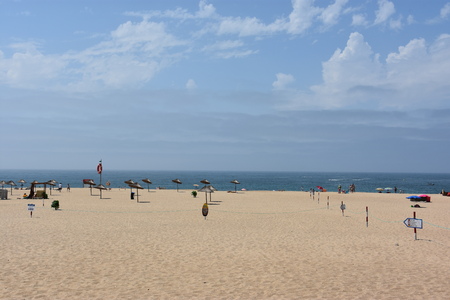 Beach at Nazare fishing village in Portugalのeditorial素材