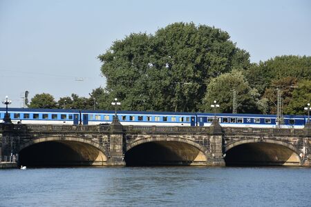 Bridge on Lake Alster in Hamburg, Germany