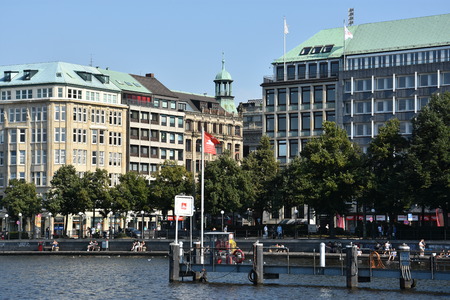 Lake Alster in Hamburg, Germanyのeditorial素材