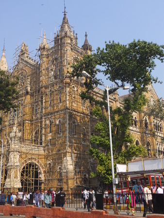 Chhatrapati Shivaji Terminus (CST) railway station in Mumbai, Indiaのeditorial素材