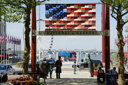 Welcome to the American Way at National Harbor in Oxon Hill, Marylandのeditorial素材