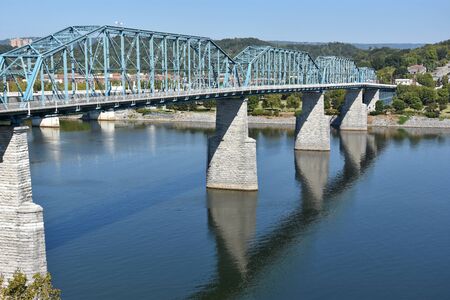 Walnut Street Bridge in Chattanooga, Tennesseeの写真素材