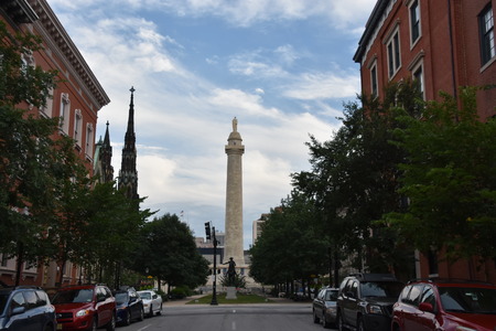 Washington Monument at Mount Vernon Place in Baltimore, Marylandのeditorial素材