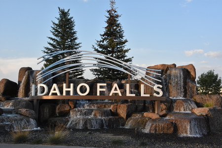 The Idaho Falls city sign in Idahoのeditorial素材