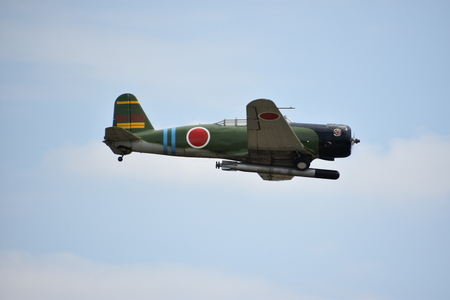 CHICOPEE, MA - JUL 14: Nakajima B5N at the 2018 Great New England Airshow at Westover Air Reserve Base in Chicopee, Massachusetts, as seen on July 14, 2018.のeditorial素材