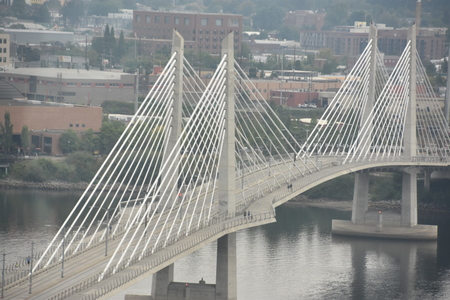 Tilikum Crossing Bridge in Portland, Oregonの写真素材