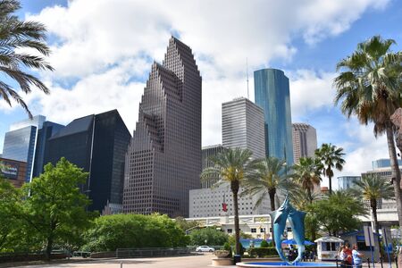 A View of the Houston Skyline in Texasの写真素材