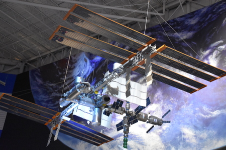 HOUSTON, TX - APR 19: Space Center in Houston, Texas, on April 19, 2019. Its a leading science and space learning center, official visitor center of NASA Johnson Space Center and a Smithsonian museum.のeditorial素材