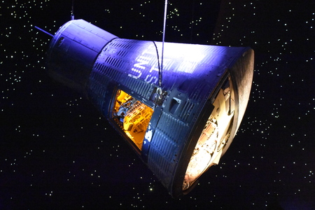 HOUSTON, TX - APR 19: Space Center in Houston, Texas, on April 19, 2019. Its a leading science and space learning center, official visitor center of NASA Johnson Space Center and a Smithsonian museum.のeditorial素材