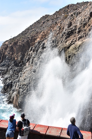 ENSENADA, MEXICO - OCT 25: La Bufadora Blowhole in Ensenada, Mexico, as seen on Oct 25, 2018. It is a marine geyser on the Punta Banda Peninsula in Baja California, Mexico.のeditorial素材