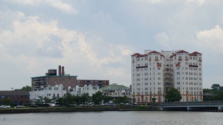ASBURY PARK, NJ - JUL 16: Boardwalk at the beach at Asbury Park in New Jersey, as seen on July 16, 2016. It has been ranked as one of the best beaches in New Jersey.のeditorial素材