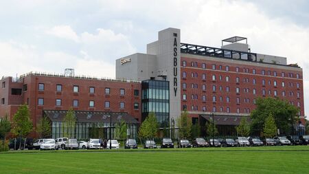 ASBURY PARK, NJ - JUL 16: Boardwalk at the beach at Asbury Park in New Jersey, as seen on July 16, 2016. It has been ranked as one of the best beaches in New Jersey.のeditorial素材