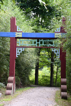 Chinese Friendship Pavilion and Culture Garden at Lasdon Park and Arboretum in Katonah, New Yorkの写真素材