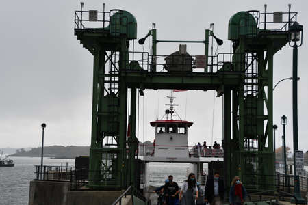 Casco Bay Ferrys Forest City Landing stop at Peaks Island near Portland, Maineの写真素材
