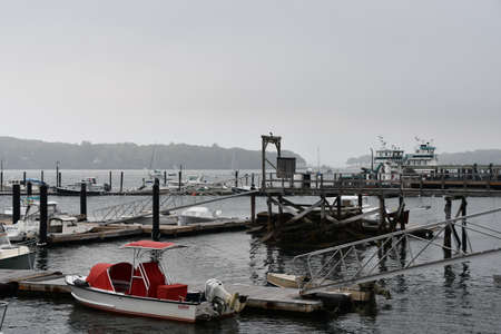 Casco Bay Ferrys Forest City Landing stop at Peaks Island near Portland, Maineの写真素材