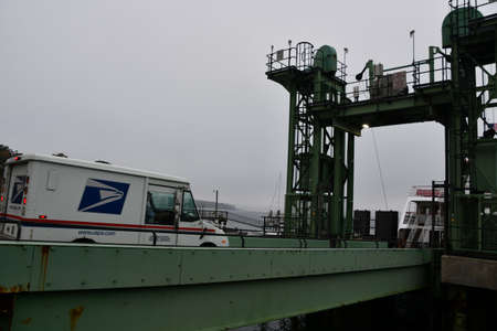 Casco Bay Ferrys Forest City Landing stop at Peaks Island near Portland, Maineの写真素材