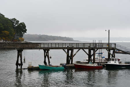 Casco Bay Ferrys Forest City Landing stop at Peaks Island near Portland, Maineの写真素材