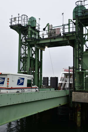 Casco Bay Ferrys Forest City Landing stop at Peaks Island near Portland, Maineの写真素材