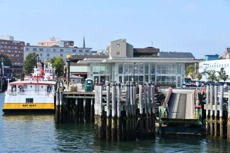 View of Portland Harbor in Maineの写真素材
