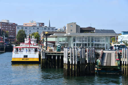 View of Portland Harbor in Maineの写真素材