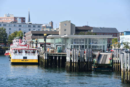 View of Portland Harbor in Maineの写真素材