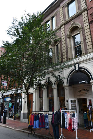Exchange Street in downtown Portland, Maineの写真素材