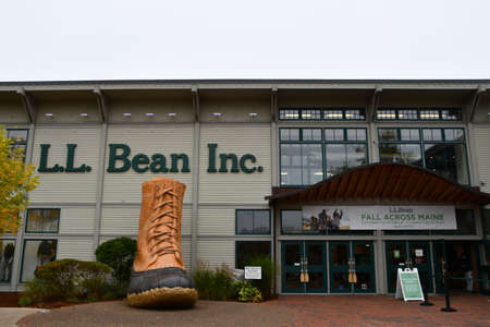 Giant Replica of LL Bean Boot at the LL Bean Flagship Store in Freeport, Maineの写真素材