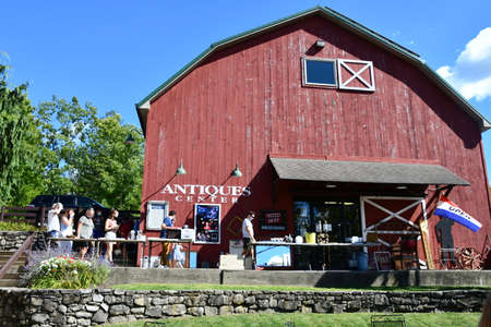 Water Street Market in downtown New Paltz in New York State. It is a quaint open air shopping village featuring over 20 award-winning shops offering antiques, arts and crafts,のeditorial素材