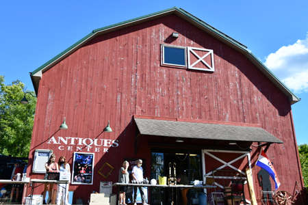 Water Street Market in downtown New Paltz in New York State. It is a quaint open air shopping village featuring over 20 award-winning shops offering antiques, arts and crafts,のeditorial素材