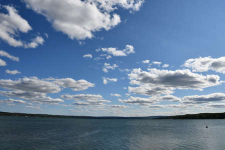 View of Canandaigua Lake in Canandaigua, New Yorkの写真素材