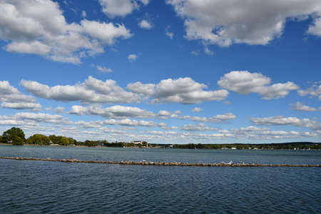View of Canandaigua Lake in Canandaigua, New Yorkの写真素材