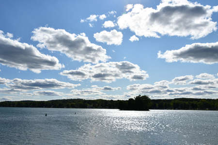 View of Canandaigua Lake in Canandaigua, New Yorkの写真素材