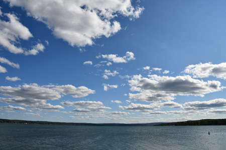 View of Canandaigua Lake in Canandaigua, New Yorkの写真素材