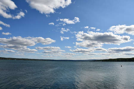 View of Canandaigua Lake in Canandaigua, New Yorkの写真素材