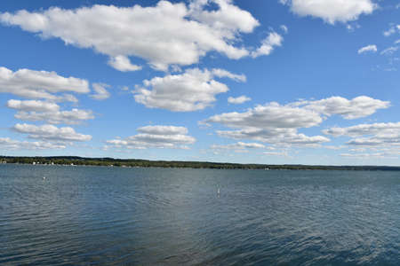 View of Canandaigua Lake in Canandaigua, New Yorkの写真素材