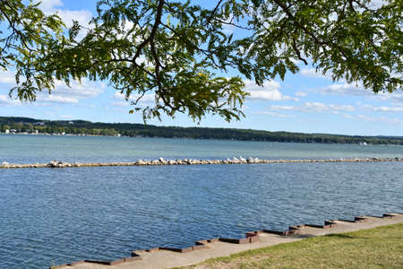 View of Canandaigua Lake in Canandaigua, New Yorkの写真素材