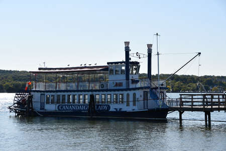 The Canandaigua Lady cruise boat on Canandaigua lake in New York Stateの写真素材
