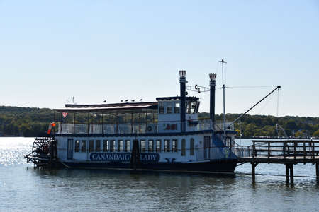 The Canandaigua Lady cruise boat on Canandaigua lake in New York Stateの写真素材