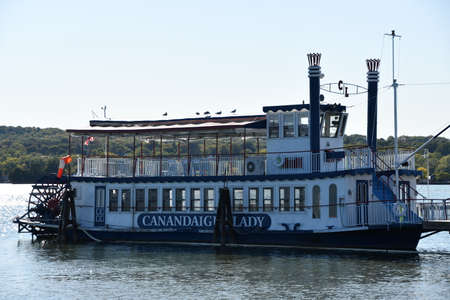 The Canandaigua Lady cruise boat on Canandaigua lake in New York Stateの写真素材