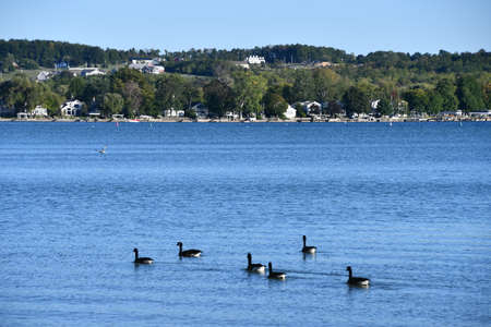 View of Canandaigua Lake in Canandaigua, New Yorkの写真素材
