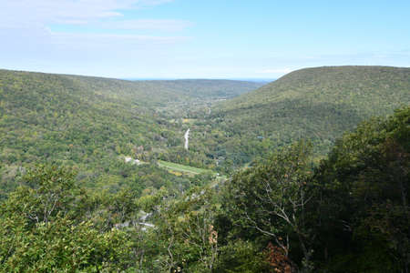 View from Jump Off Scenic Point at Gannett Hill in Ontario County Park in Naples, New Yorkの写真素材