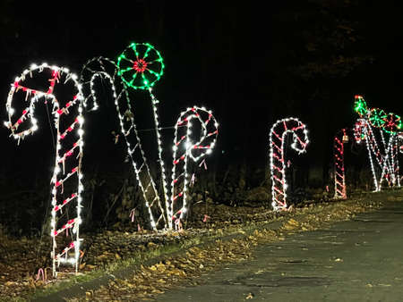 2020 Fantasy of Lights show at Lighthouse Point Park in New Haven, Connecticutの写真素材