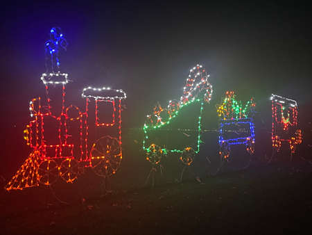 2020 Fantasy of Lights show at Lighthouse Point Park in New Haven, Connecticutの写真素材