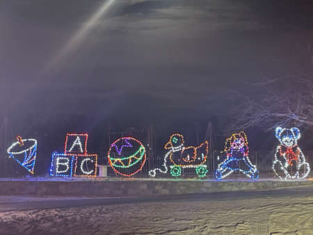 2020 Fantasy of Lights show at Lighthouse Point Park in New Haven, Connecticutの写真素材