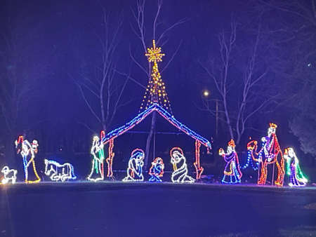 2020 Fantasy of Lights show at Lighthouse Point Park in New Haven, Connecticutの写真素材