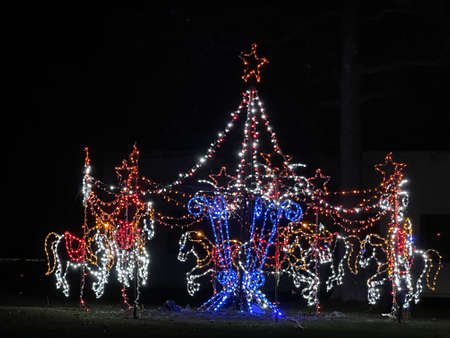 2020 Fantasy of Lights show at Lighthouse Point Park in New Haven, Connecticutの写真素材