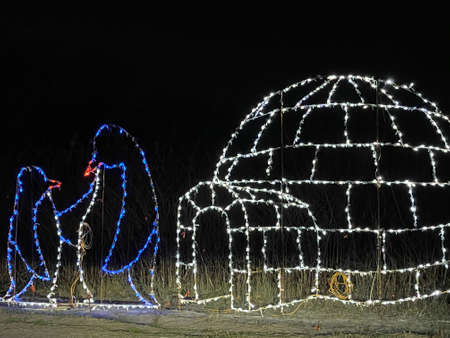 2020 Fantasy of Lights show at Lighthouse Point Park in New Haven, Connecticutの写真素材