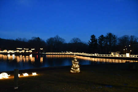 2020 Festival of Silver Lights at Hubbard Park in Meriden, Connecticutの写真素材