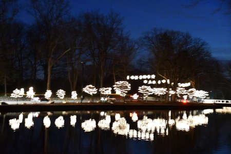 2020 Festival of Silver Lights at Hubbard Park in Meriden, Connecticutの写真素材